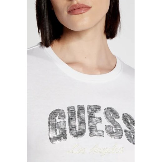 Bluzka damska Guess z krótkim rękawem z napisami z okrągłym dekoltem 