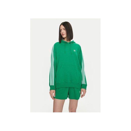 adidas Bluza adicolor 3-Stripes IN8398 Zielony Oversize ze sklepu MODIVO w kategorii Bluzy damskie - zdjęcie 172110881