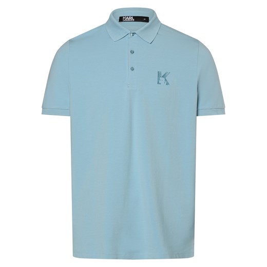 KARL LAGERFELD Męska koszulka polo Mężczyźni Bawełna jasnoniebieski jednolity ze sklepu vangraaf w kategorii T-shirty męskie - zdjęcie 172111332