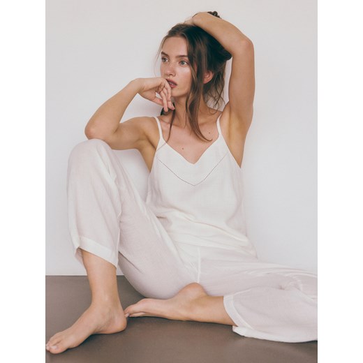 Reserved - Dwuczęściowa piżama - złamana biel Reserved M Reserved