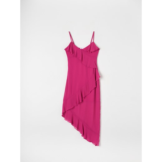 Sinsay - Sukienka z falbanką - różowy ze sklepu Sinsay w kategorii Sukienki - zdjęcie 172114331