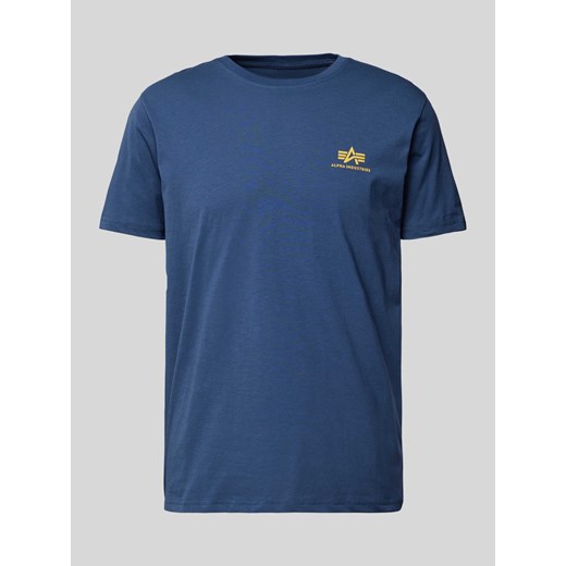 Niebieski t-shirt męski Alpha Industries z krótkim rękawem 
