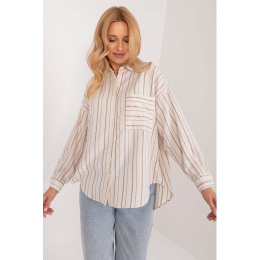 Damska koszula oversize z bawełny beżowa ze sklepu 5.10.15 w kategorii Koszule damskie - zdjęcie 172115814