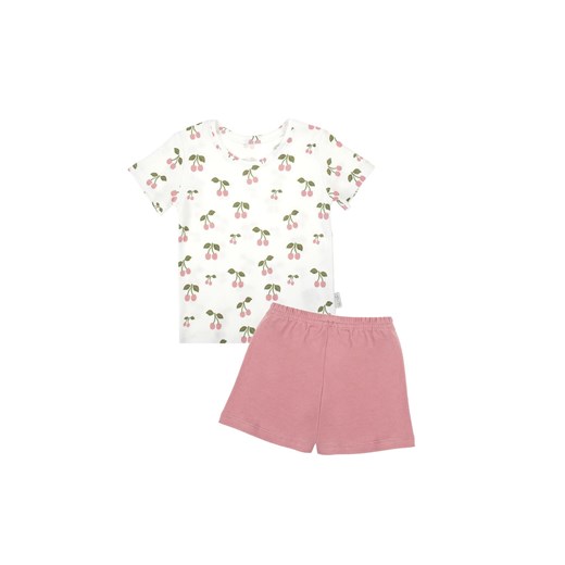 Bawełniany komplet dziewczęcy t-shirt w wisienki i wrzosowe spodenki ze sklepu 5.10.15 w kategorii Piżamy dziecięce - zdjęcie 172115963