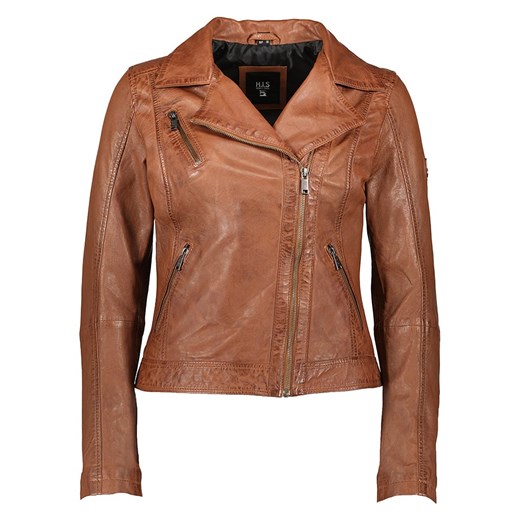 HIS Skórzana kurtka w kolorze janobrązowym ze sklepu Limango Polska w kategorii Kurtki damskie - zdjęcie 172118352