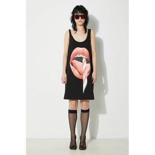 Fiorucci sukienka bawełniana Mouth Print Tank Dress kolor czarny mini oversize W01FPDTA111CO01BK01 ze sklepu PRM w kategorii Sukienki - zdjęcie 172119123