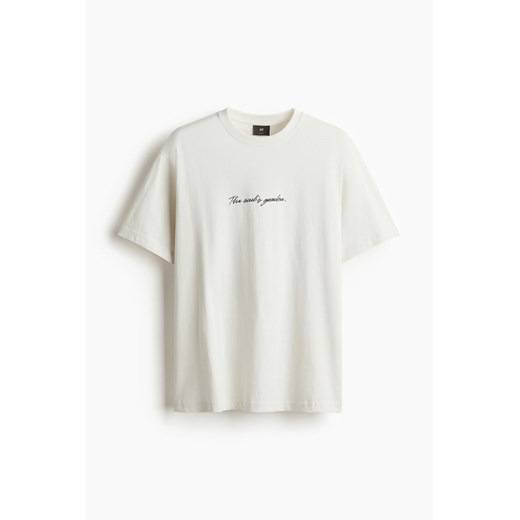 H & M - T-shirt z nadrukiem Loose Fit - Biały H & M XL H&M
