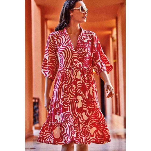 Sukienka plażowa Morena Iconique czerwona IC24-117 ze sklepu piubiu_pl w kategorii Sukienki - zdjęcie 172120023