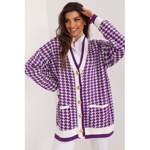 Elegancki sweter rozpinany fioletowy ze sklepu 5.10.15 w kategorii Swetry damskie - zdjęcie 172122052