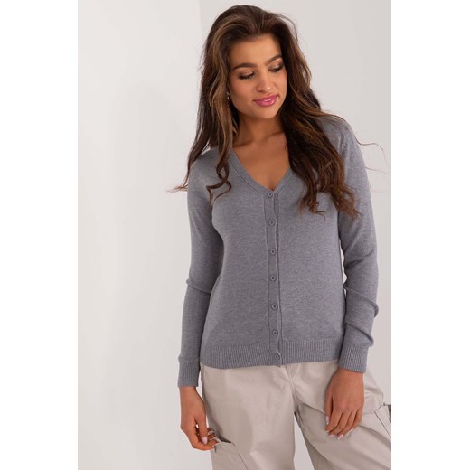 Szary rozpinany sweter damski z dekoltem w serek ze sklepu 5.10.15 w kategorii Swetry damskie - zdjęcie 172122110
