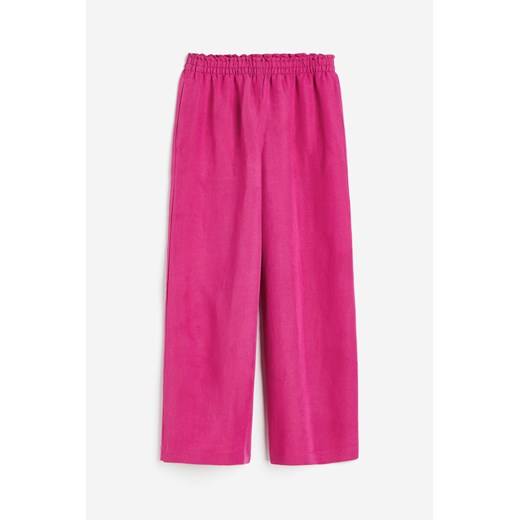 H & M - Spodnie 7/8 z domieszką lnu - Różowy ze sklepu H&M w kategorii Spodnie damskie - zdjęcie 172122481