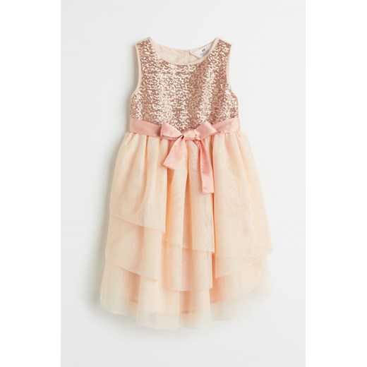 H & M - Tiulowa sukienka z cekinami - Pomarańczowy H & M 116 (5-6Y) H&M