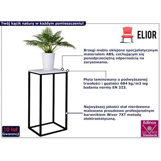 Stojak na kwiaty z metalowym stelażem czarny + biały - Mobis 4X Elior One Size Edinos.pl