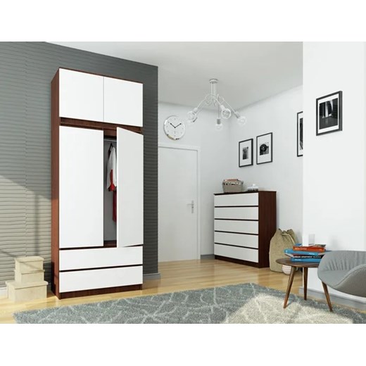Szafa dwudrzwiowa z nadstawką wenge + biały - Ronoti 3X Elior One Size Edinos.pl