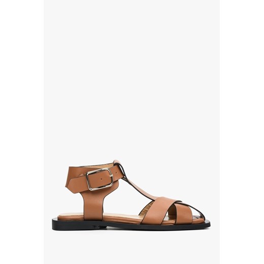 Estro: Brązowe sandały damskie z grubych pasków ze sklepu Estro w kategorii Sandały damskie - zdjęcie 172125960