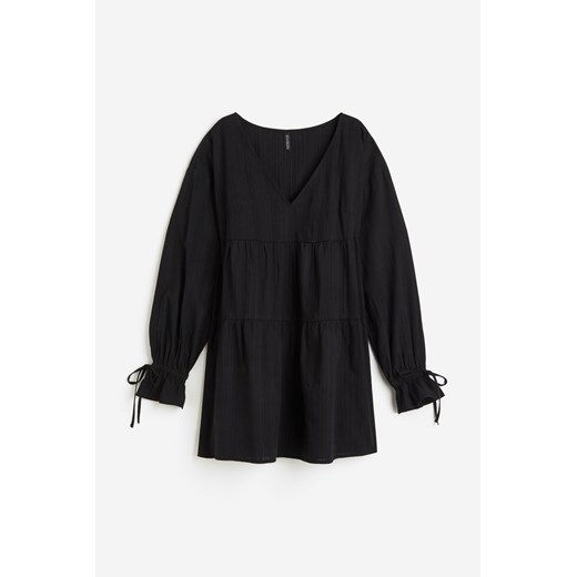 H & M - Tunikowa sukienka ze sznureczkami - Czarny H & M L H&M