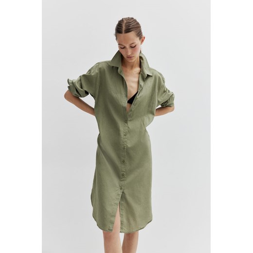 H & M - Szmizjerka z domieszką lnu - Zielony ze sklepu H&M w kategorii Sukienki - zdjęcie 172126221