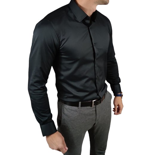 Klasyczna  koszula slim fit  czarna elegancka ESP06 DM Espada Men’s Wear XXL Moda Męska