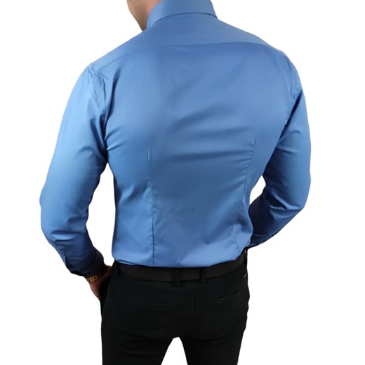 Klasyczna  koszula slim fit  niebieska elegancka ESP06   DM Espada Men’s Wear XL Moda Męska