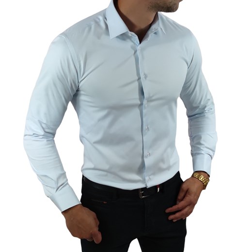 Klasyczna elegancka koszula slim fit jasny błękit ESP06    DM ze sklepu Moda Męska w kategorii Koszule męskie - zdjęcie 172129634