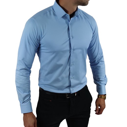 Klasyczna elegancka koszula slim fit ciemny błękit ESP06    DM Espada Men’s Wear L Moda Męska
