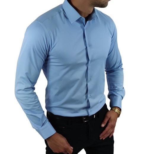 Klasyczna elegancka koszula slim fit ciemny błękit ESP06    DM Espada Men’s Wear M Moda Męska