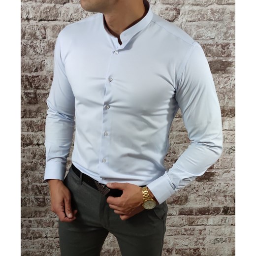 Koszula elegancka  ze stójką slim fit  błękitna ESP013   DM Espada Men’s Wear L Moda Męska