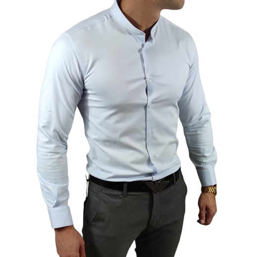 Koszula elegancka  ze stójką slim fit  błękitna ESP013   DM Espada Men’s Wear XXL Moda Męska