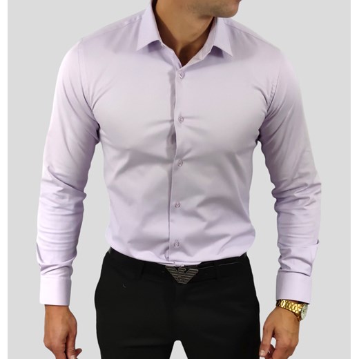 Klasyczna  koszula slim fit  kolor wrzosowy elegancka ESP06   DM Espada Men’s Wear S Moda Męska