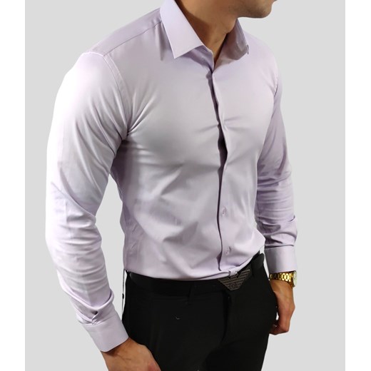 Klasyczna  koszula slim fit  kolor wrzosowy elegancka ESP06   DM Espada Men’s Wear S Moda Męska