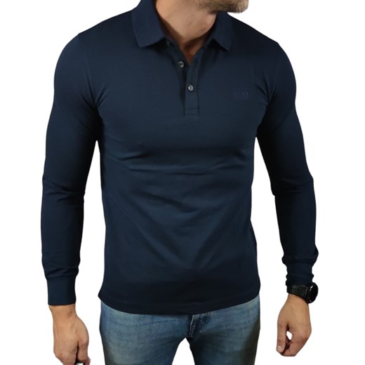 Polo z długim rękawem Hugo Boss kolor granatowy DM ze sklepu Moda Męska w kategorii T-shirty męskie - zdjęcie 172129844