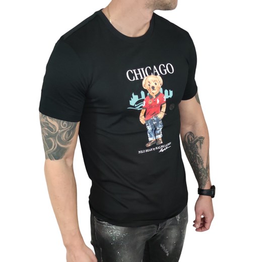 T-shirt Ralph Lauren czarny Bear Chicago DM Ralph Lauren S Moda Męska