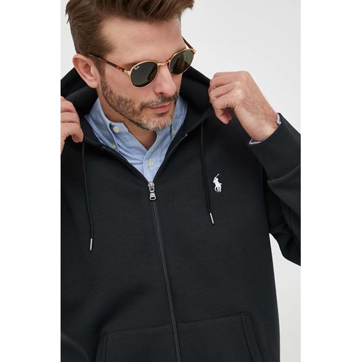 Polo Ralph Lauren bluza męska kolor czarny z kapturem gładka ze sklepu ANSWEAR.com w kategorii Bluzy męskie - zdjęcie 172130612