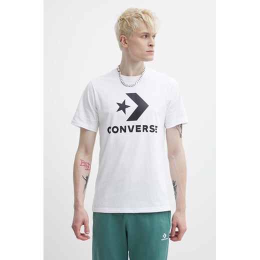 Converse t-shirt bawełniany kolor biały z nadrukiem ze sklepu ANSWEAR.com w kategorii T-shirty męskie - zdjęcie 172130781