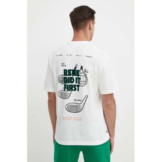 Lacoste t-shirt bawełniany kolor beżowy gładki ze sklepu ANSWEAR.com w kategorii T-shirty męskie - zdjęcie 172130792