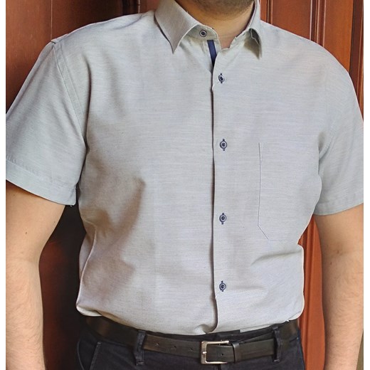 Bodara koszula męska a'la lniana krótki rękaw  SLIM-FIT ze sklepu ATELIER-ONLINE w kategorii Koszule męskie - zdjęcie 172130874
