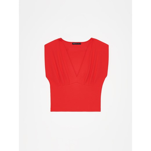 Mohito - Czerwona bluzka z marszczeniem - czerwony ze sklepu Mohito w kategorii Bluzki damskie - zdjęcie 172131443