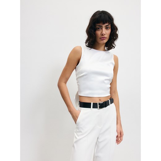 Reserved - Spodnie z paskiem - biały Reserved L Reserved