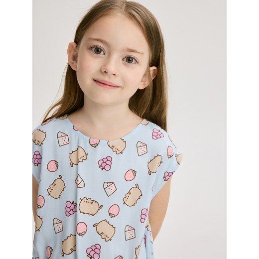 Reserved - Wzorzysty t-shirt Pusheen - jasnoniebieski Reserved 152 (11 lat) Reserved
