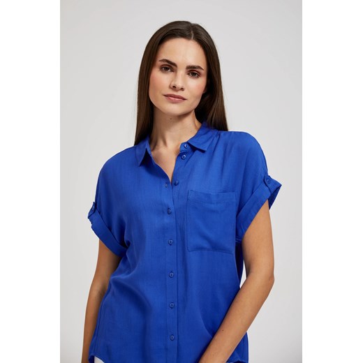 Koszula z krótkimi rękawami niebieska ze sklepu Moodo.pl w kategorii Koszule damskie - zdjęcie 172133011