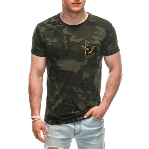 T-shirt męski z nadrukiem 1926S - khaki ze sklepu Edoti w kategorii T-shirty męskie - zdjęcie 172133744