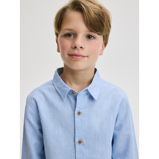 Reserved - Koszula z lnem - jasnoniebieski ze sklepu Reserved w kategorii Koszule chłopięce - zdjęcie 172135194