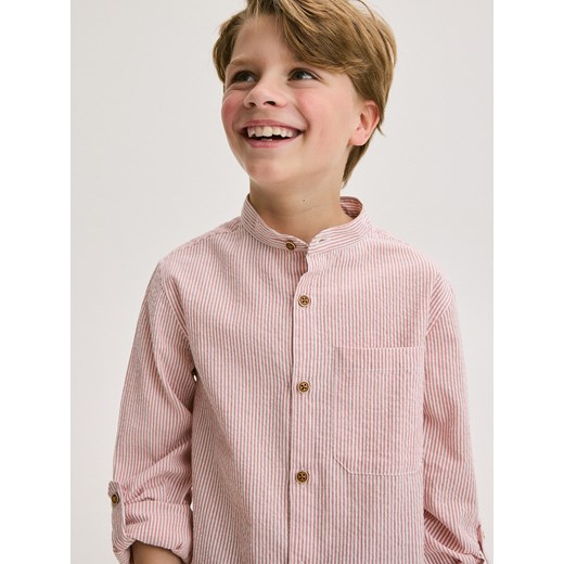 Reserved - Bawełniana koszula w paski - czerwony ze sklepu Reserved w kategorii Koszule chłopięce - zdjęcie 172135203
