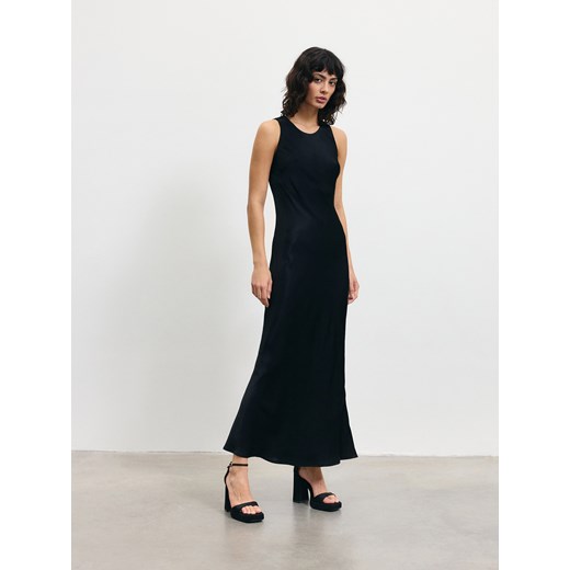Reserved - Satynowa sukienka maxi z wiskozy - czarny Reserved XL Reserved