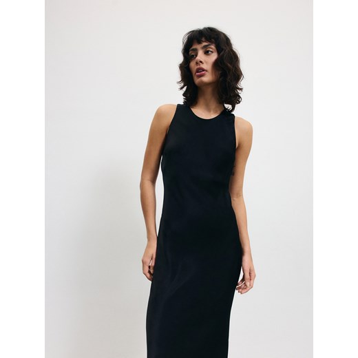 Reserved - Satynowa sukienka maxi z wiskozy - czarny Reserved L Reserved