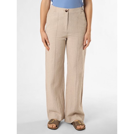Franco Callegari Spodnie z zawartością lnu Kobiety len beżowy jednolity ze sklepu vangraaf w kategorii Spodnie damskie - zdjęcie 172136531