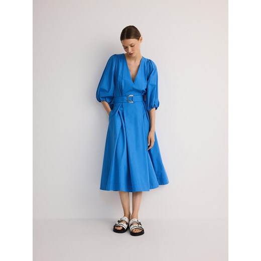 Reserved - Sukienka z bawełny - niebieski ze sklepu Reserved w kategorii Sukienki - zdjęcie 172139791