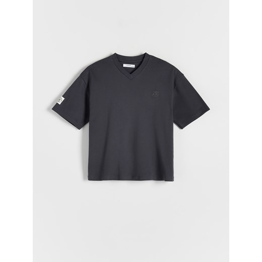 Reserved - T-shirt oversize z naszywką - ciemnoszary ze sklepu Reserved w kategorii T-shirty chłopięce - zdjęcie 172140892