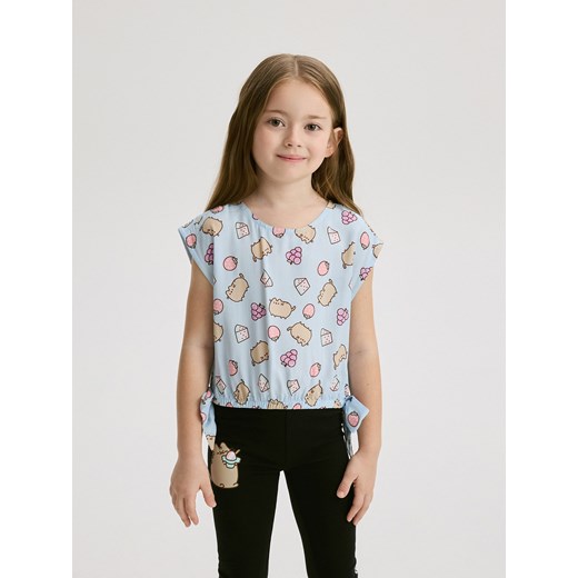 Reserved - Wzorzysty t-shirt Pusheen - jasnoniebieski ze sklepu Reserved w kategorii Bluzki dziewczęce - zdjęcie 172141054