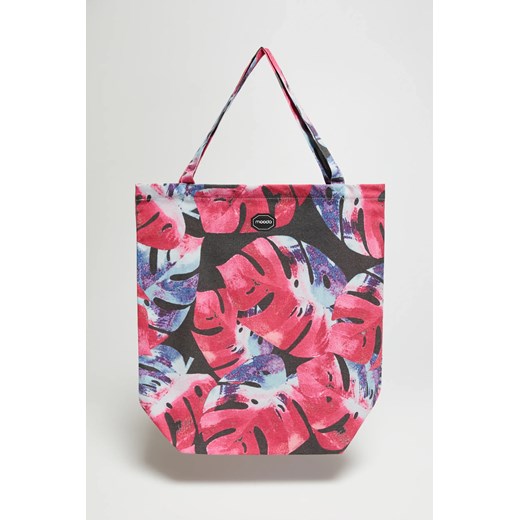 Bawełniana torba z wzorem liści różowa ze sklepu Moodo.pl w kategorii Torby materiałowe - zdjęcie 172142291